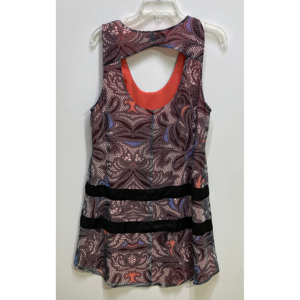 Kardashian Kollection Womens L Paisley Lace Print Sleeveless Top Cut Out Back - Picture 10 of 15